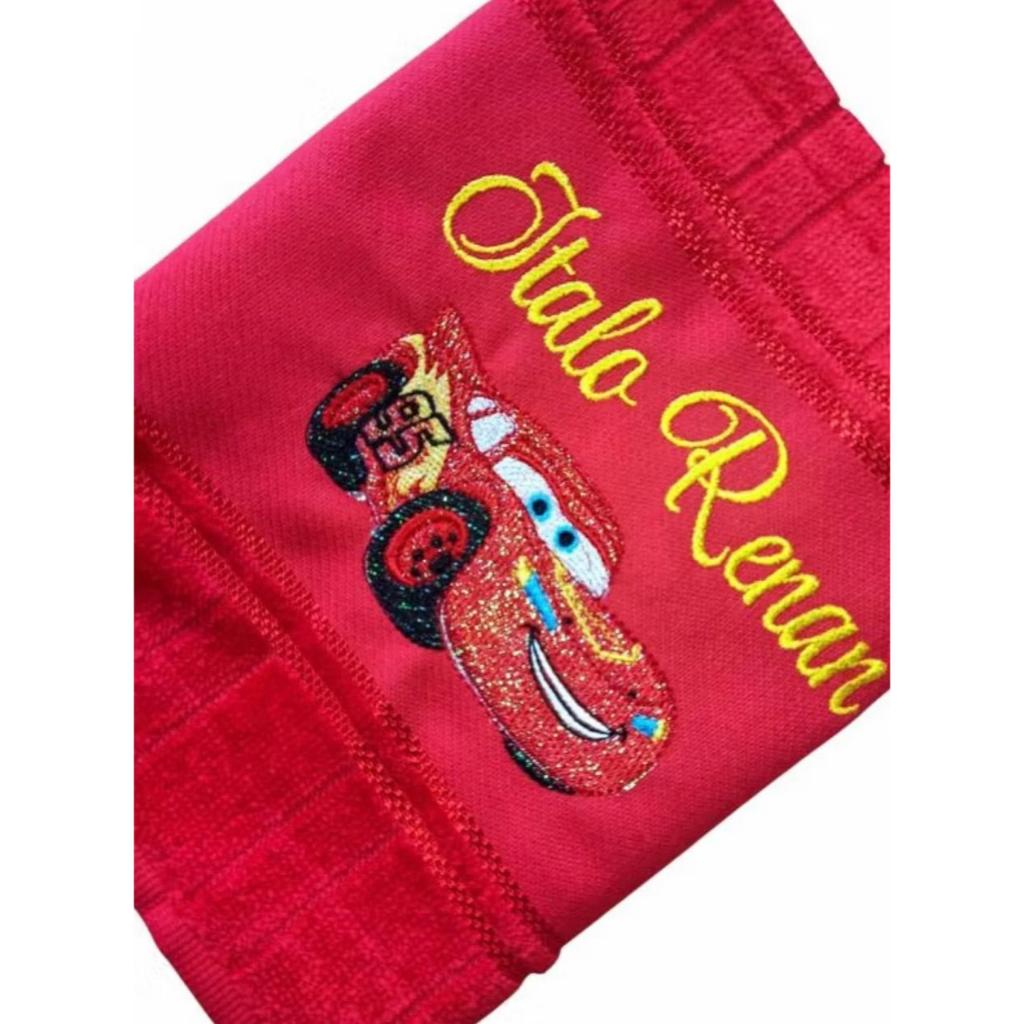 toalha bordada personalizada carros com nome em Oferta na Shopee