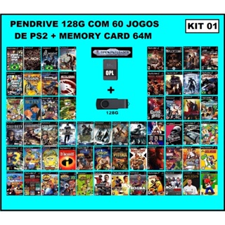 Pendrive com jogos de ps2 + Memory card 64M com OPL - LEIA A DESCRIÇÃO em Oferta na Shopee