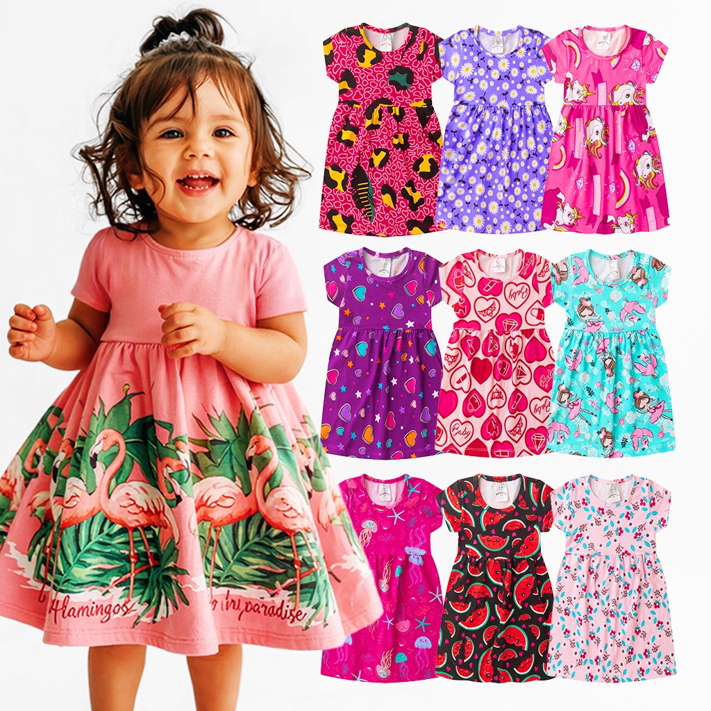 1, 3 ou 6 Peças Vestidos Infantil Menina Feminino Verão 1 ao 8 · foto 2
