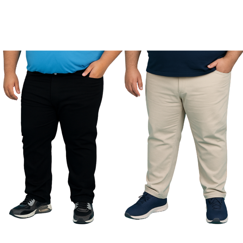 Kit 2 Calça Sport fino Plus Size Alfaiataria Sarja Masculina Premium