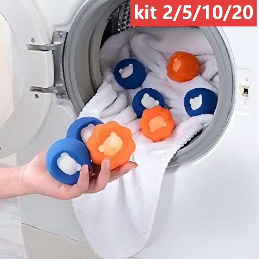 kit Coletor Pelos Maquina Lavar Roupa Bola Mágica Esponja Removedor Lavadora Pet Gato Cães Tirar Fiapo Cabelos Coletor