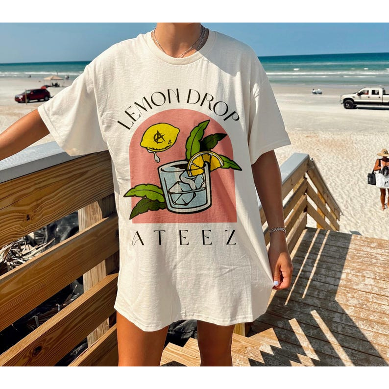 Camisa Camiseta Basica e oversized estilosa lemon drop ateez algodao unissex