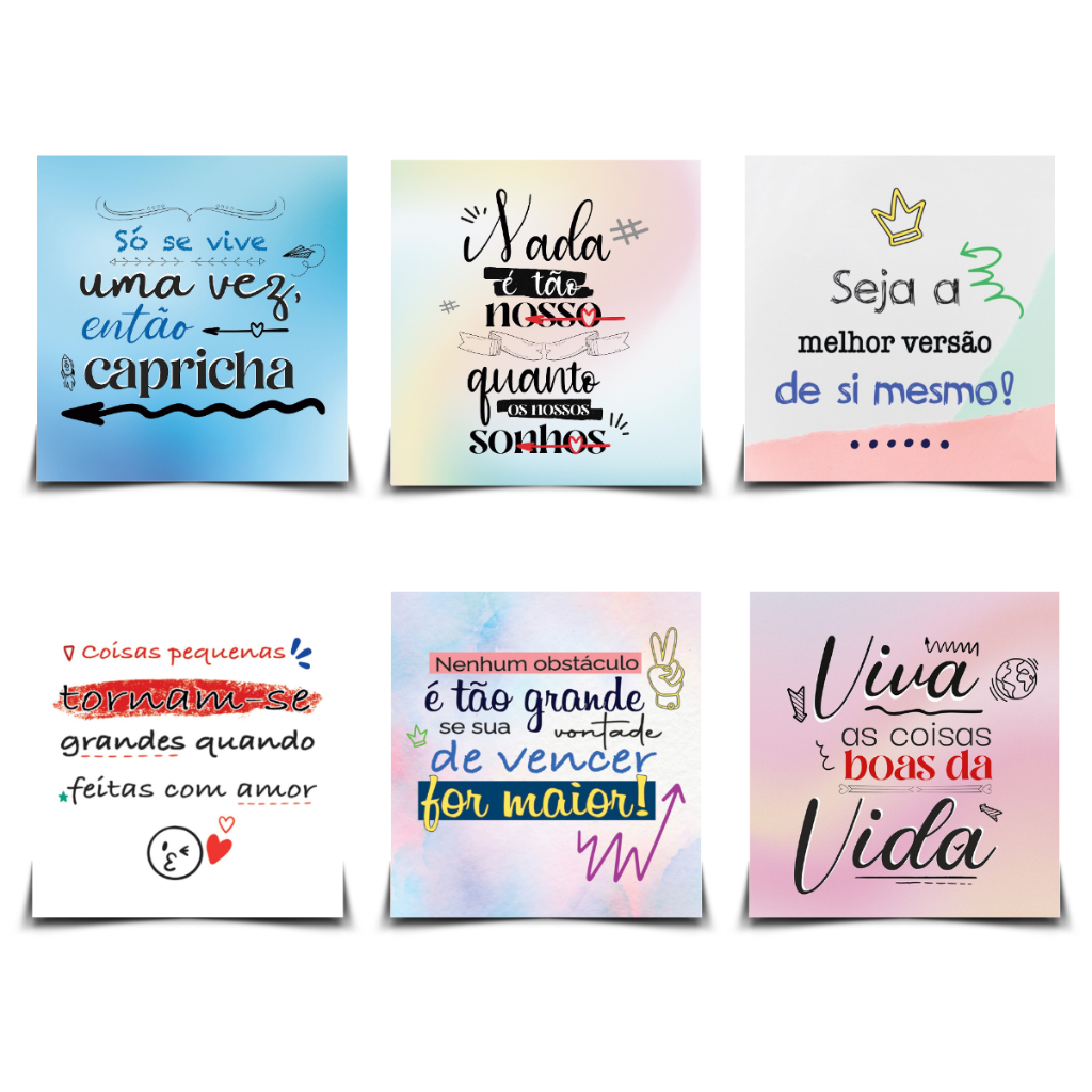 Cartão Motivacional Grande - Modelos Frases Variados 100 unidades
