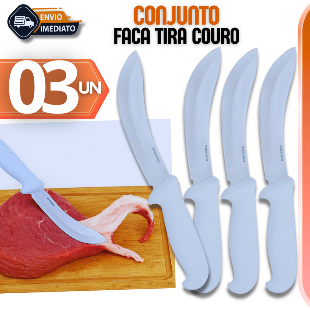 Facas Faca Tira Couro Sangria em Aço Inox Profissional 6 Polegadas Açougueiro Churrasco Cozinha Variáveis