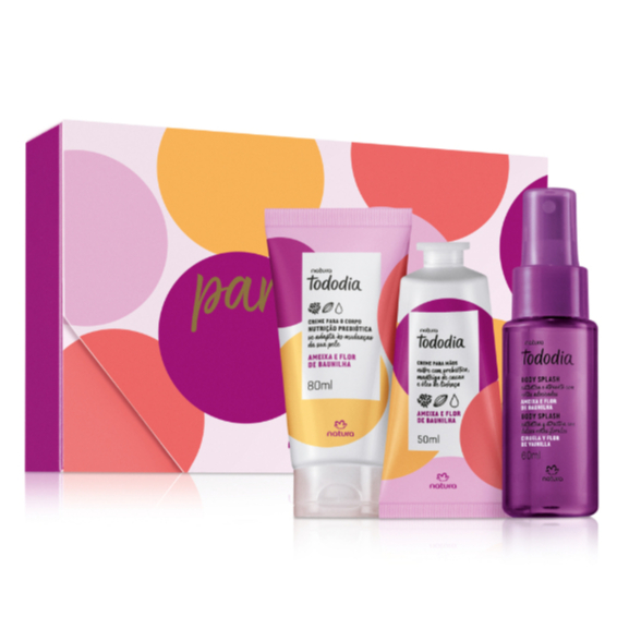 Presente Natura Tododia Ameixa e Flor de Baunilha Hidratante 80ml + Body Splash 60ml + Creme Mãos 50ml Natura
