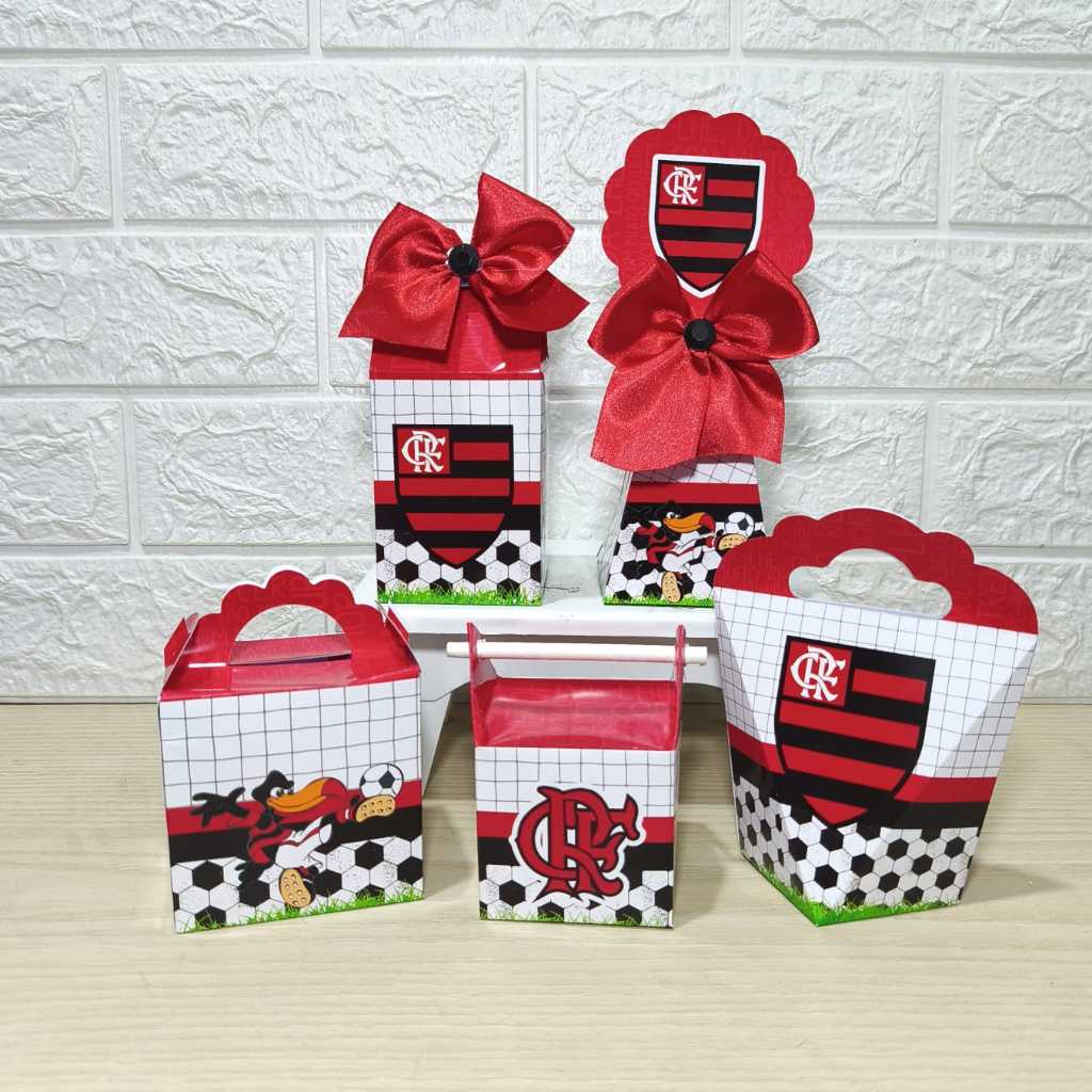 Kit Personalizados caixinhas FUTEBOL FLAMENGOO  Lembrancinha aniversário-Festa PEGUE E MONTE