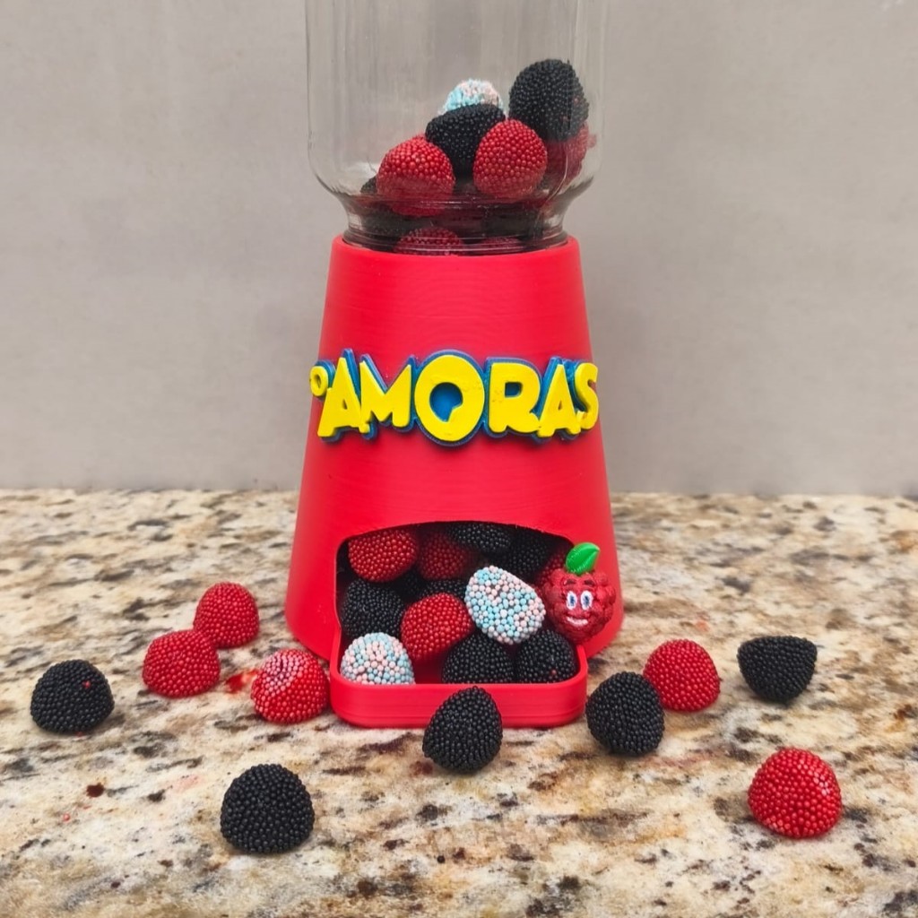 Baleiro de Balas de Amora Baleiro de plástico para amorinhas, doce, recipiente com pote de vidro