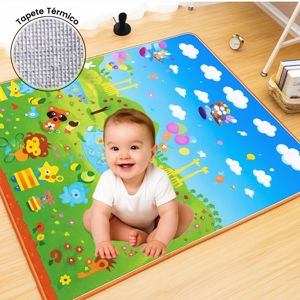 Tapete Infantil Térmico Educativo para Bebê e Criança | Tapete Lavável, Dobrável e Antiderrapante 120x90cm