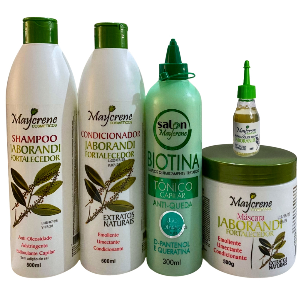 Kit Jaborandi Fortalecedor +Òleo de Jaborandi 30ml+TÔNICO CAPILAR ANTI - QUEDA 300g MAYCRENE