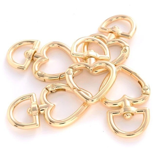 Mosquetão Articulado Formato Coração – Fecho de Metal para Pulseiras, Colares, Bijuterias e Artesanato