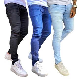 Kit 3 Calça Jeans Masculina Skinny Elastano Lycra em Oferta na Shopee
