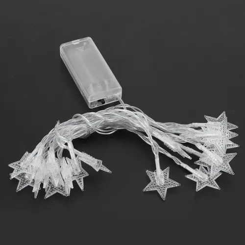 Luz Decorativa Natalina AL-4740 – 28 Estrelas LED, Fio Transparente, 110V, Luz Colorida - Panda