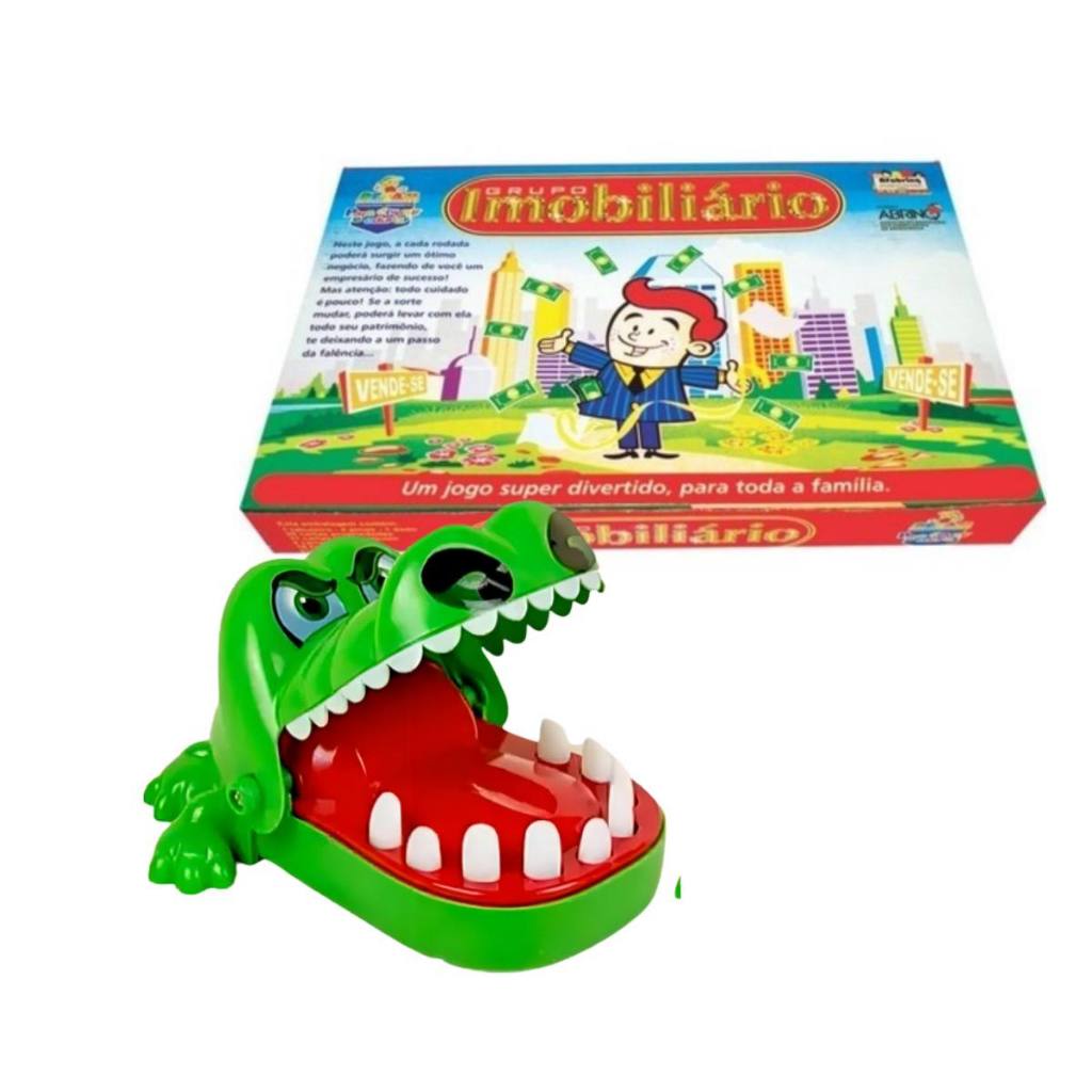 Brinquedo Banco Imobiliário Infantil Crocodilo Mordedor Didatico Educacional Criança 2Pçs NF