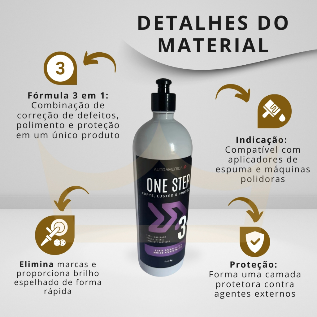Detalhes do Polidor One Step 3 Em 1 Mais Brilho Autoamerica 1kg