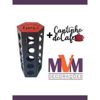 Porta Cápsulas TRÊS CORAÇÕES + FRASE cor PRETO e tampa VERMELHA café torre sextavada 3 corações mdf 30 cápsulas + Frase em Oferta na Shopee