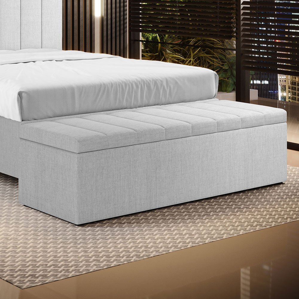 Calçadeira Baú Navi Tamanho Casal 140cm No Tecido Linho - Elegância e Praticidade