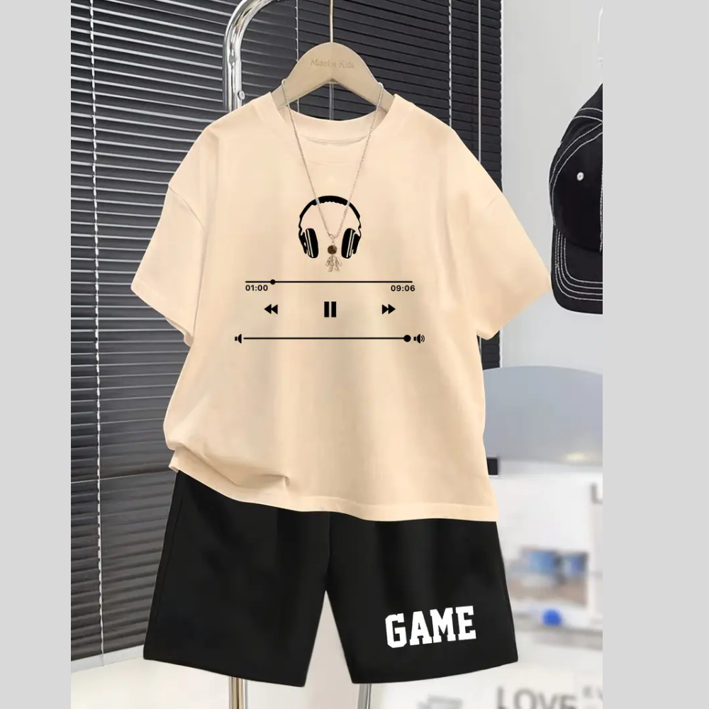 Conjunto Infantil Masculino Estampa Música Fone Game 377 Ootd Estilo Streetwear Menino Lindo Look em Oferta na Shopee