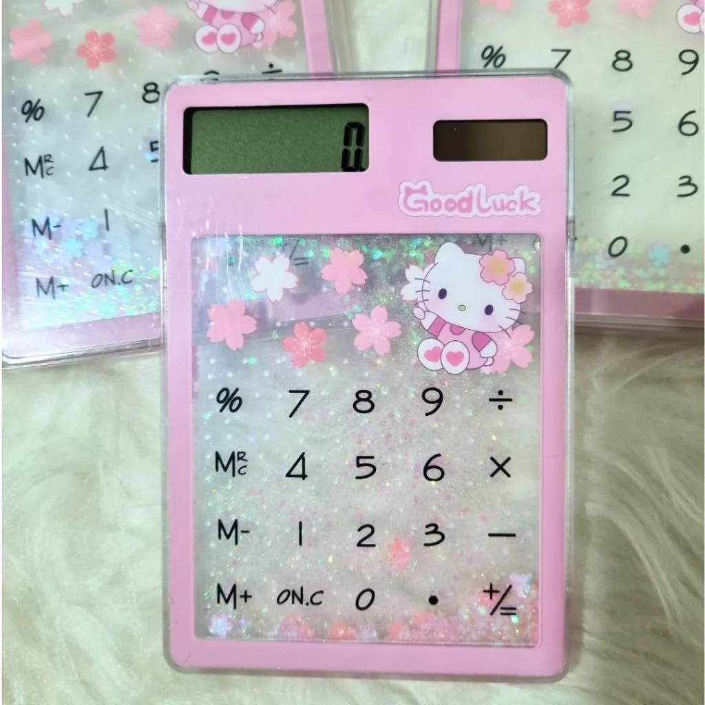 Calculadora Transparente Solar com Glitter Bichinho - Papelaria Fofa