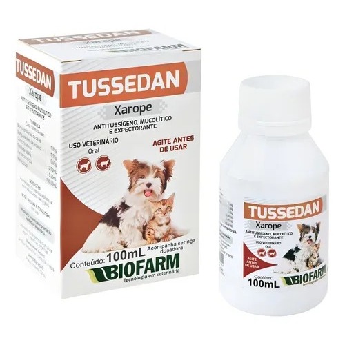 Detalhes do Tussedan Xarope Para tosse de Cães e Gatos 100ml Biofarm