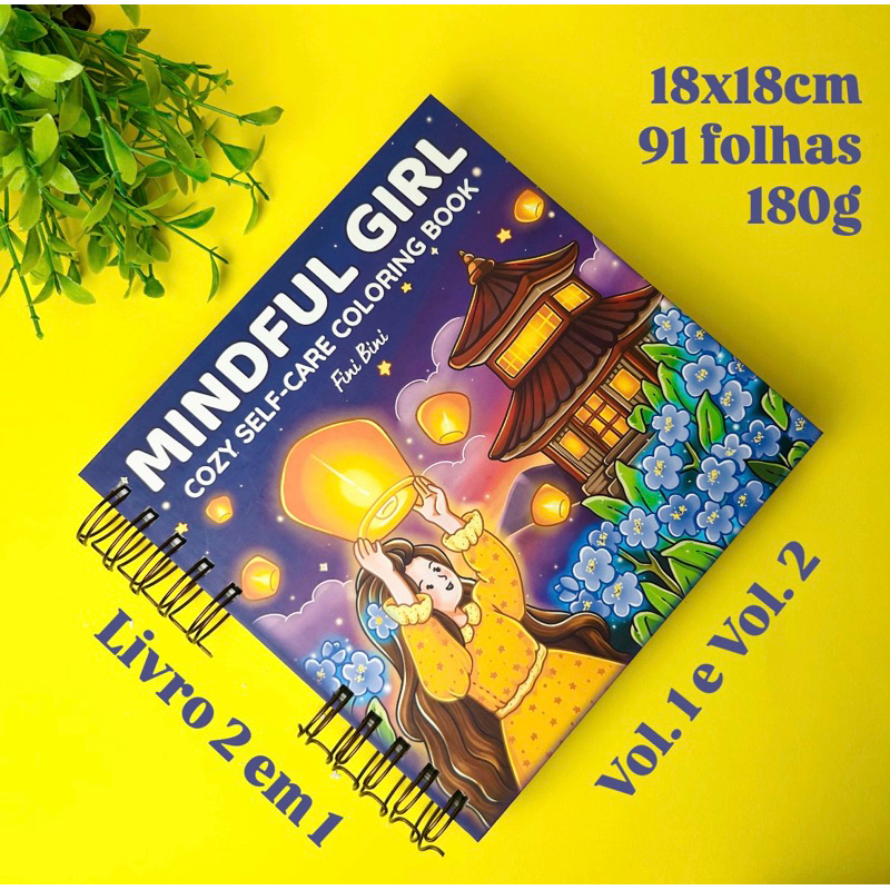 Livro de Colorir 2 em 1 Mindful Girl Vol. 1 e Vol. 2 - 18x18cm em Oferta na Shopee
