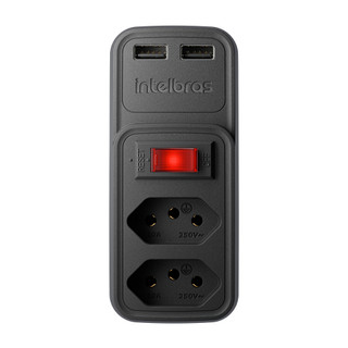 Tomada Adaptador Com Usb Carregador Duplo Ate 4 Aparelhos Intelbras Eac 202 Protetor P/ Equipamentos