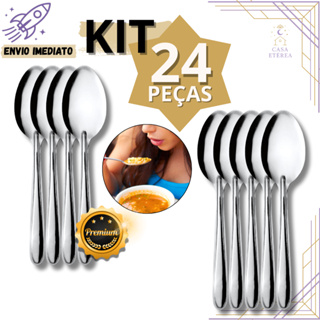 KIT 24 Colheres de Mesa Inox Talheres Premium para Uso Diário para Cozinha de Casa Restaurante  Buffet em Oferta na Shopee