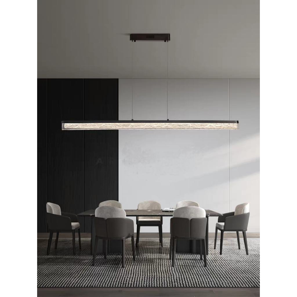 Lustre Linear Italiano com Textura Glacial - Estilo Minimalista para Sala de Jantar  bivlot 3cors