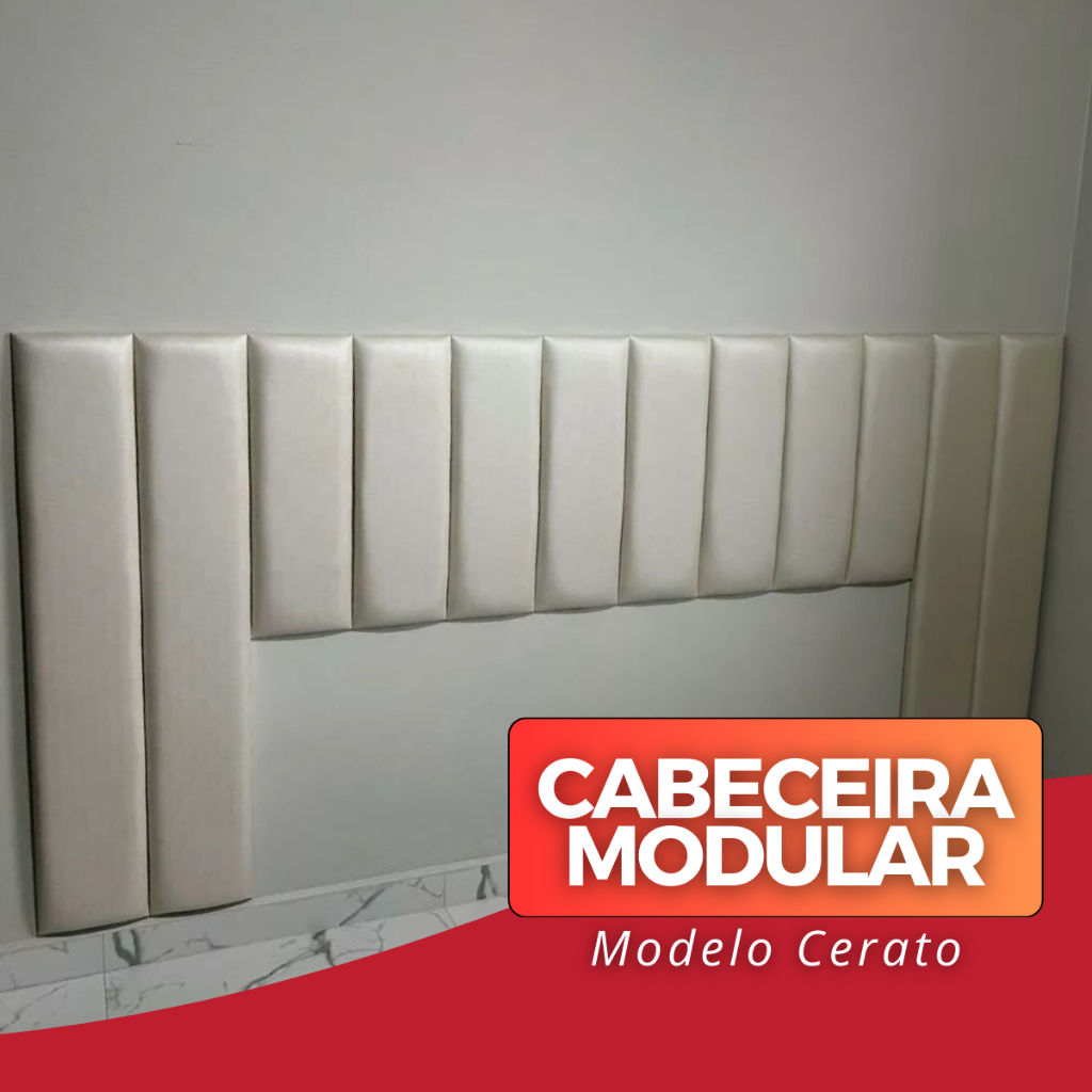 Cabeceira Cerato Modular Estofada 60x20 e 120x20 Painel Decorativo Cama em Oferta na Shopee