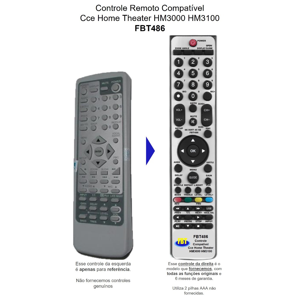 Controle Cce Hm-3100 / Ss-3100 Hometheater 12 Fbt486