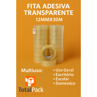 10 ROLOS FITA ADESIVA 12X30 TRANSPARENTE em Oferta na Shopee