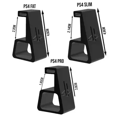 Suporte Playstation Ps4 FAT / Ps4 SLIM / Ps4 PRO Horizontal Pezinho Elevação Altura PRETO