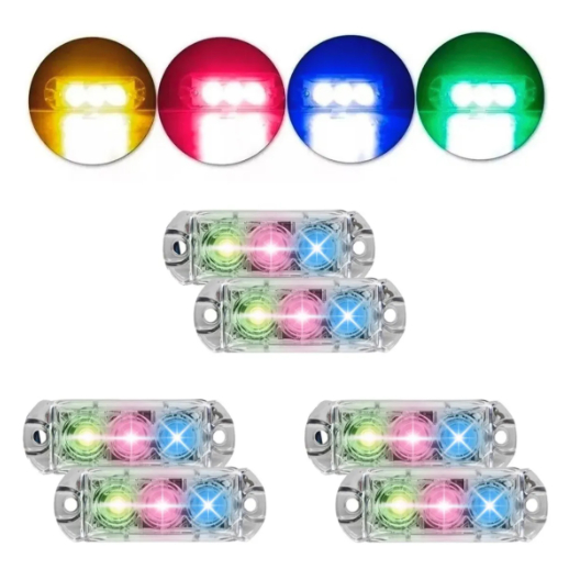 6 Faróis Strobo Rgb Ajk Automotivo Novo Leds Colorido Carro em Oferta na Shopee