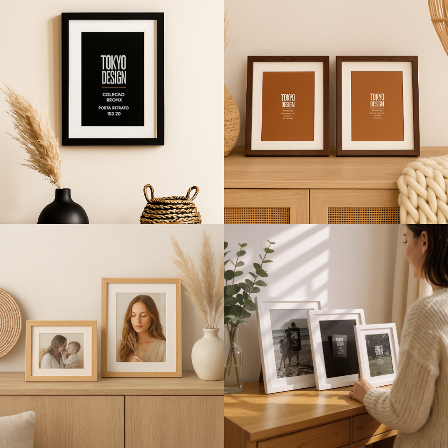 Porta Retrato Duo 15x20 com Paspatur Branco Decoração Mesa e Parede Clean MDF e Acetato