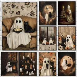 Kit 10 Quadros Decorativos Halloween Assustador Fantasma Decoração Divertida
