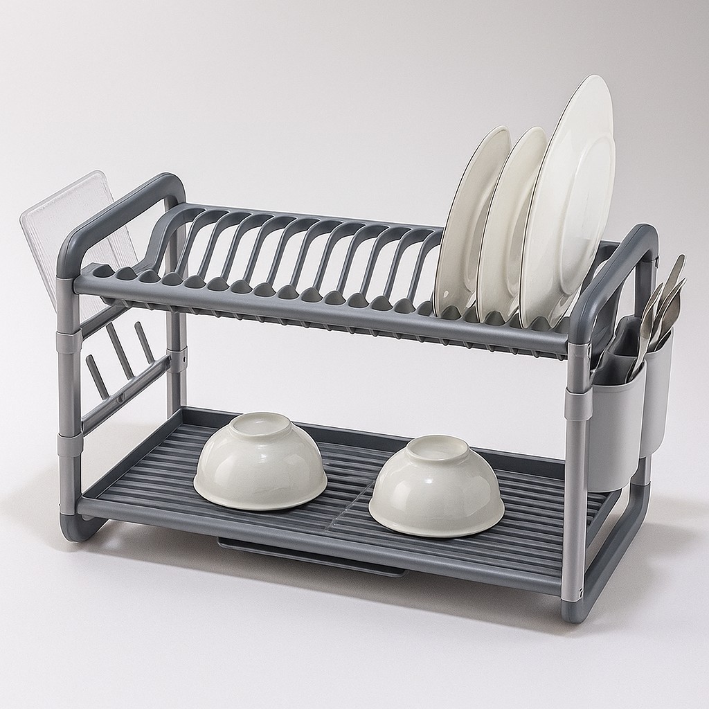 Escorredor De Louça 2 Andares Em Alumínio com Bandeja Deend em Oferta na Shopee