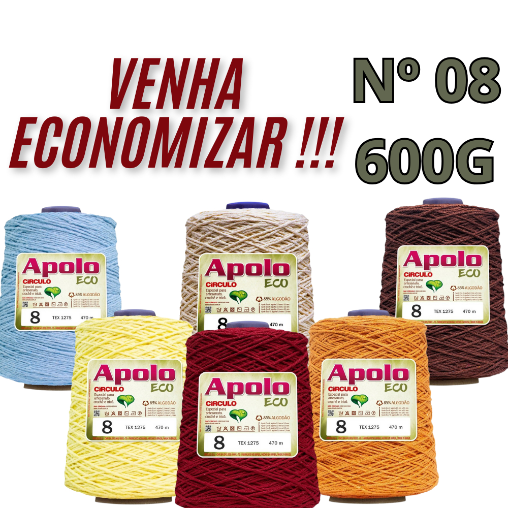 BARBANTE APOLO ECO CIRCULO Nº 08 - 600G - 457 M em Oferta na Shopee