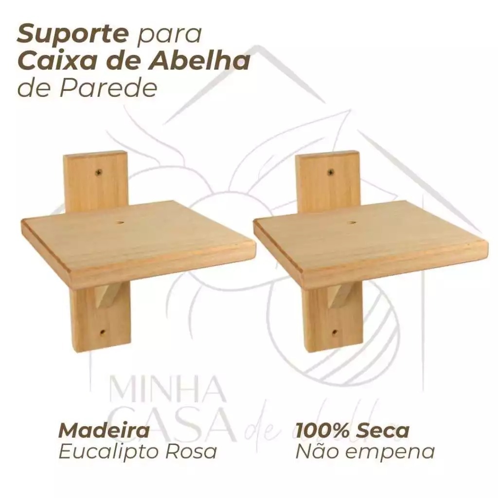 Kit 2 Suportes de Parede para Caixa de Abelhas Sem Ferrão – Jataí Mirim Mandaçaia Uruçu