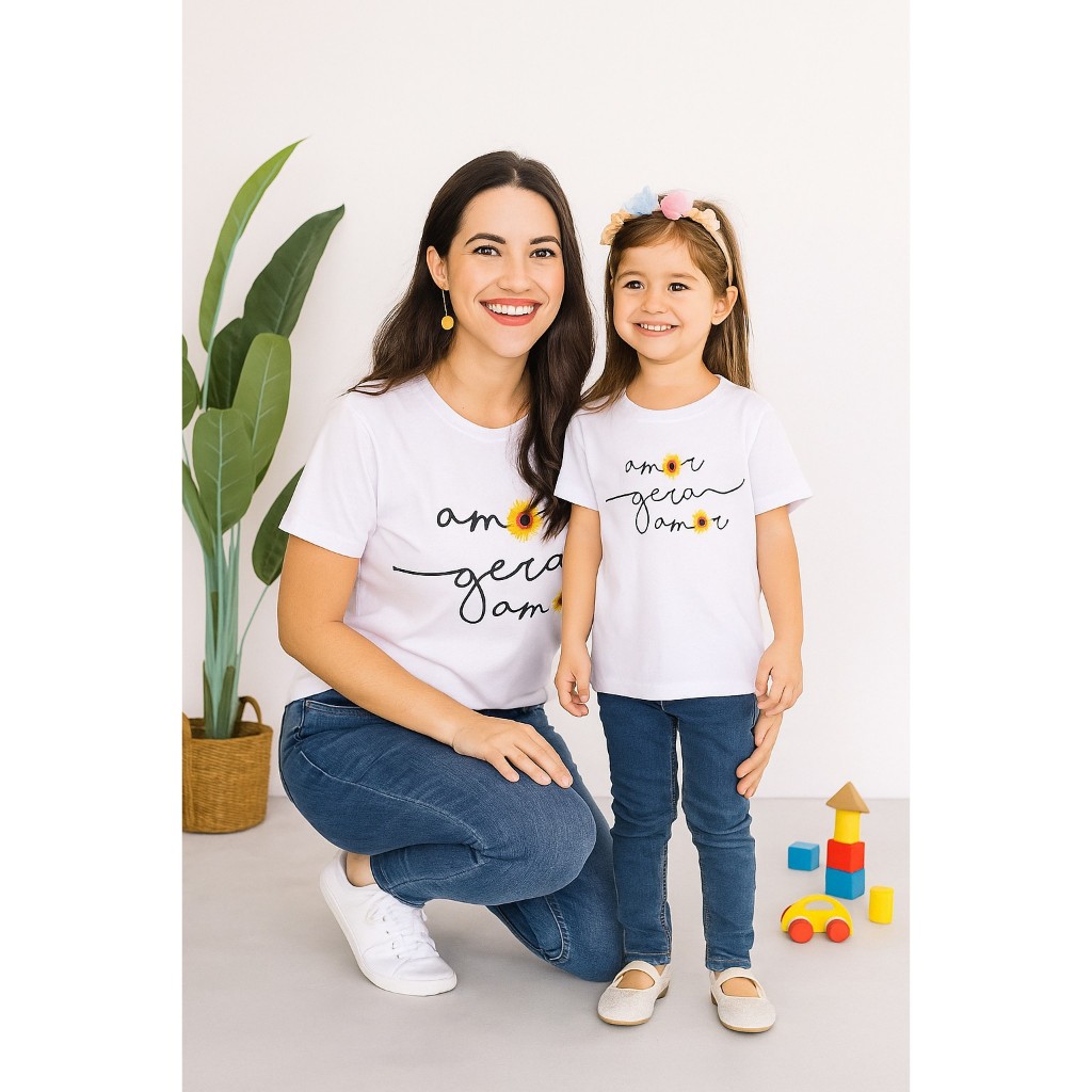 Camiseta Tal mãe e Tal filha Amor gera Amor (2 peças) ( pronta entrega ) ( envio imediato )