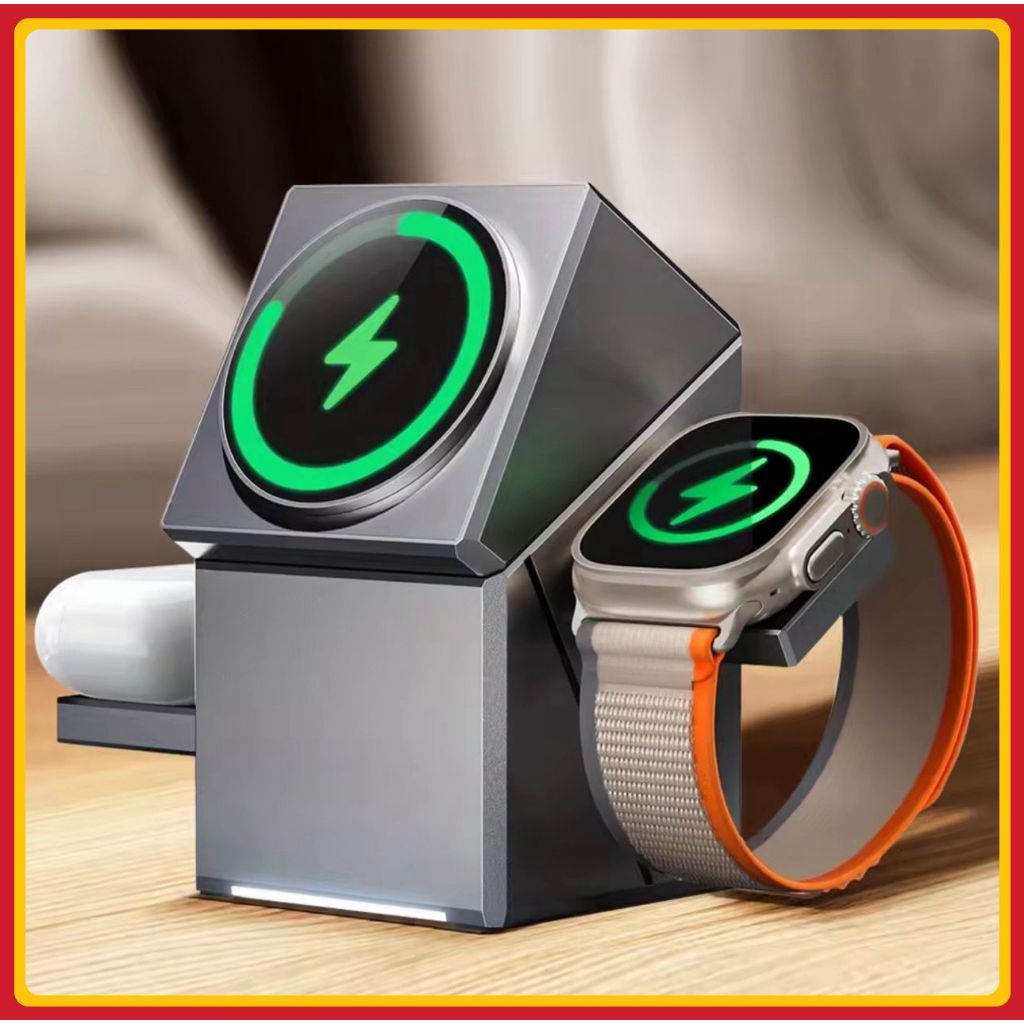 Carregador Sem Fio 15W Magnético 3 em 1 Rotação 360° Automática Indução Rápido original Peining