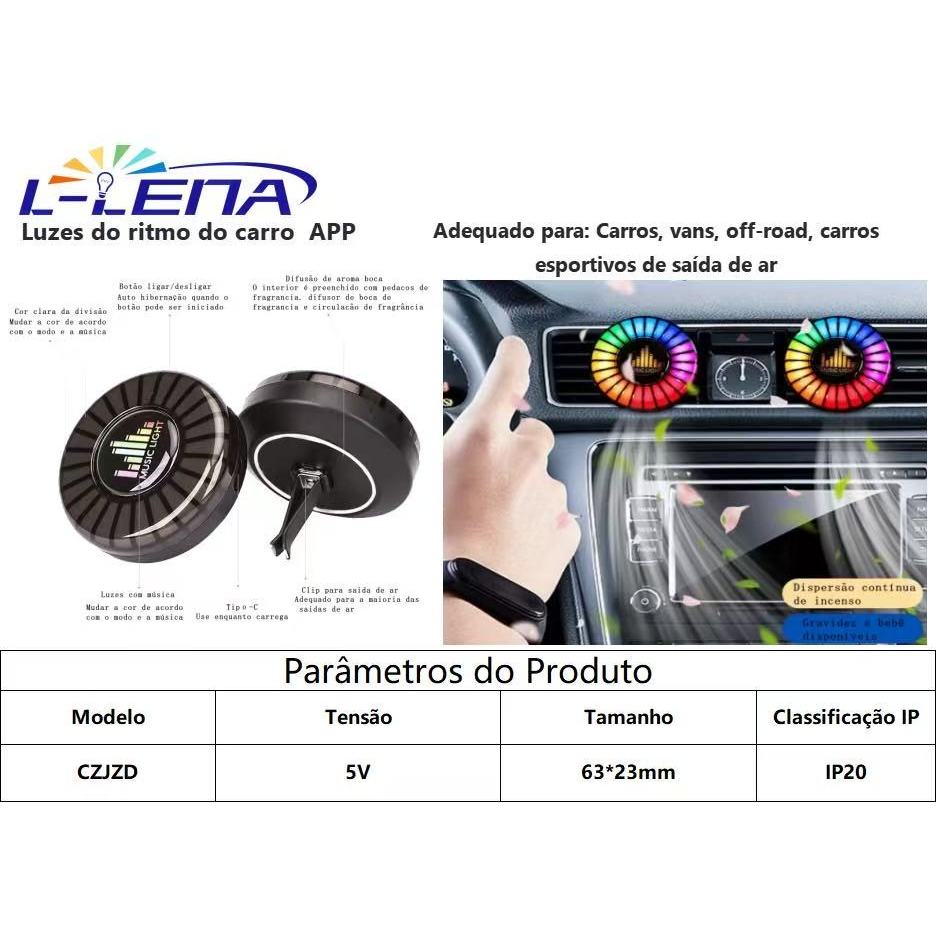 Lâmpada De Ritmo De Música Para Carros RGB Fita LED Controle De Som Voz Atmosfera 256 Cores Opção Aplicação