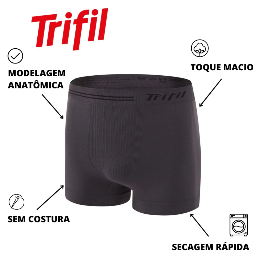 Cueca Boxer Masculina Trifil Sem Costura Microfibra Kit 2 Unid Conforto Modelo 0277 Original