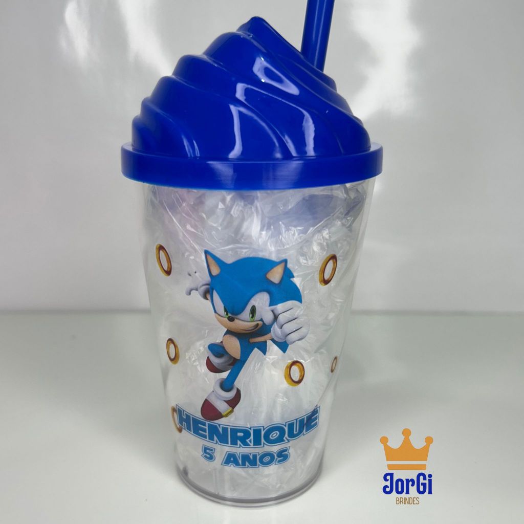 Copo Twister com Tampa 300ml Personalizado Sonic