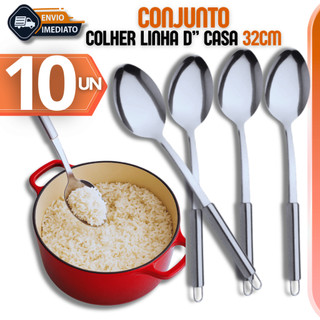 Colher Para Servir Arroz Grande Aço Inox 32Cm Para Cozinha e Restaurantes Linha Casa Cozinha Bar