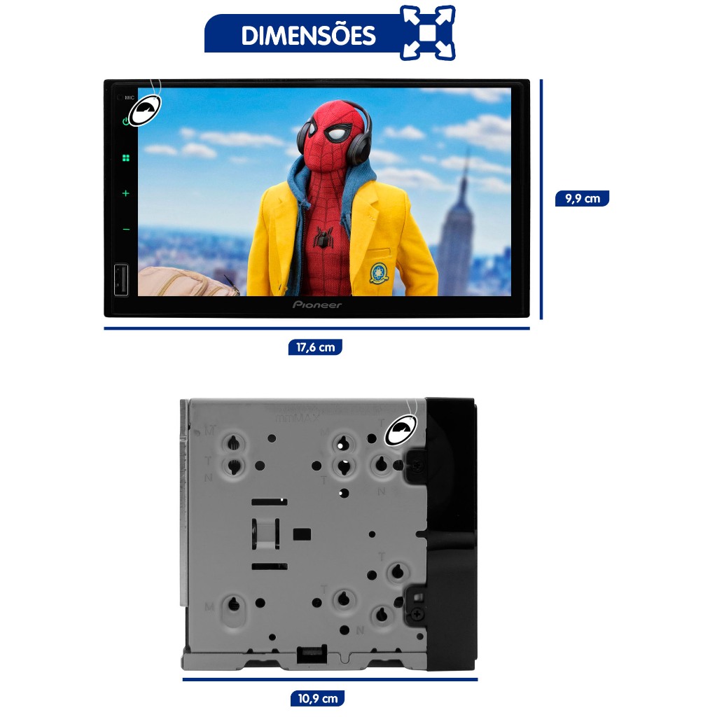 Multimídia Pioneer DMH-145BR Bluetooth Espelhamento Android — imagem 2 de 2