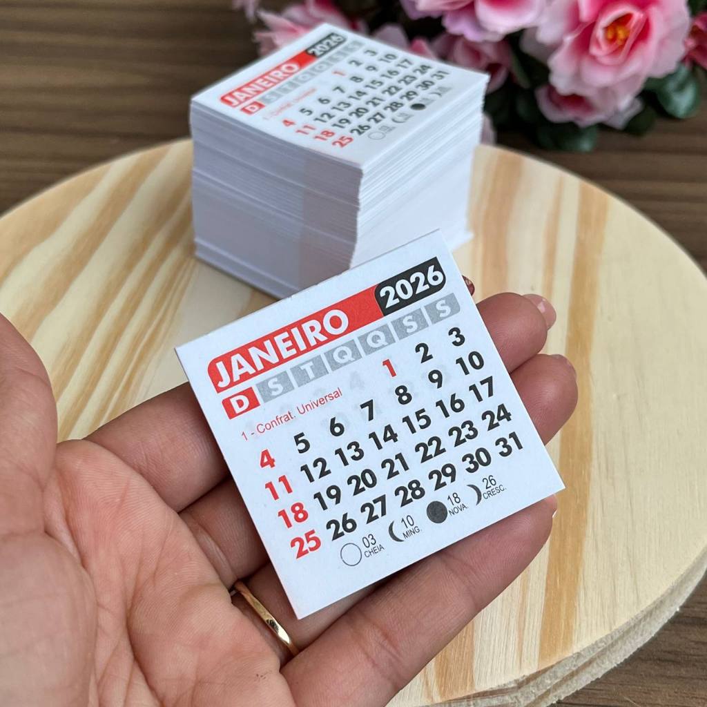 50 Mini Calendário 2026 com  5x4,5cm bloquinho para ímã de geladeira  envio imediato