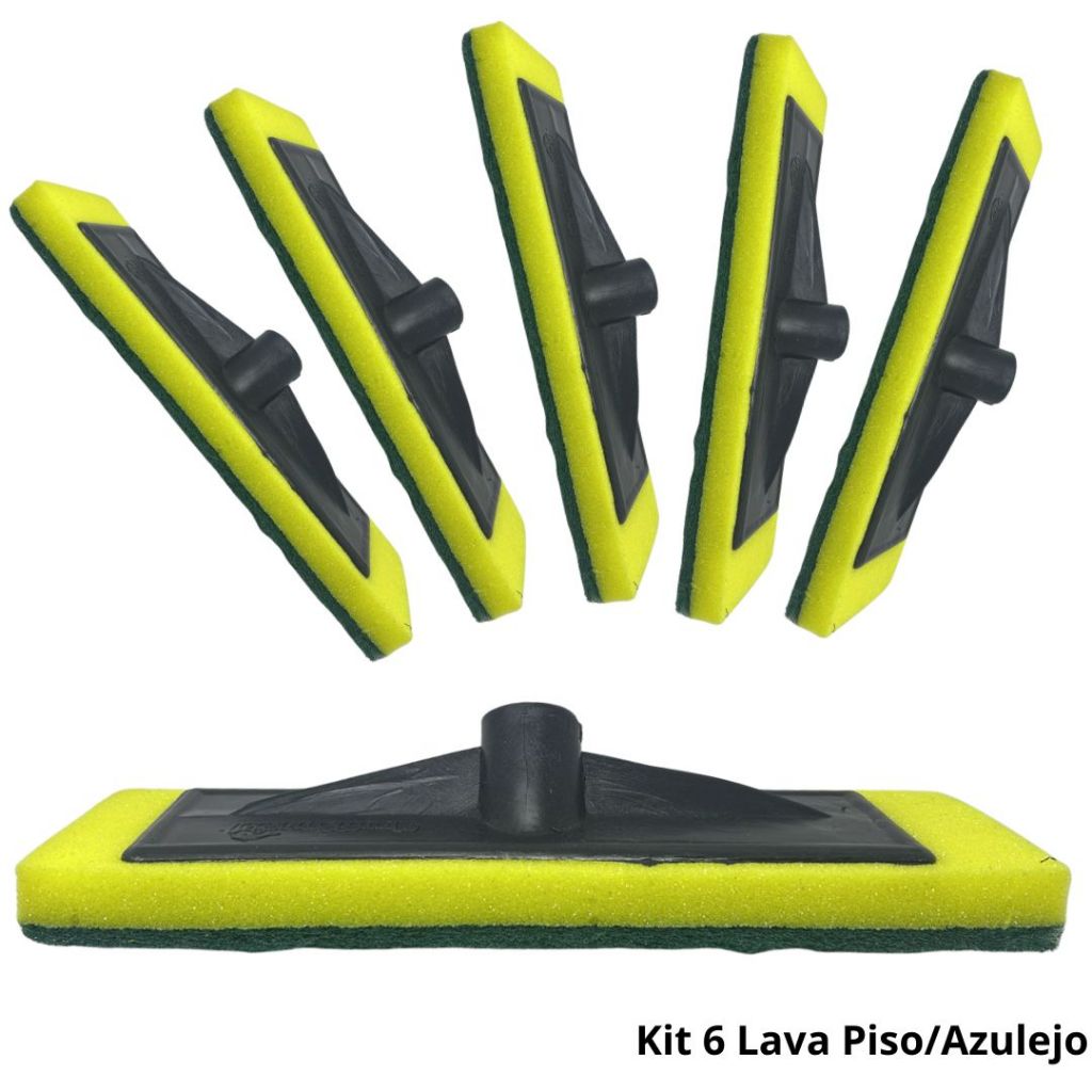 Kit 6 Esfregão Lava Piso Limpa Chão Multiuso Azulejo Cozinha Piscina Rodo Abrasivo  Rosca Padrão-NEW