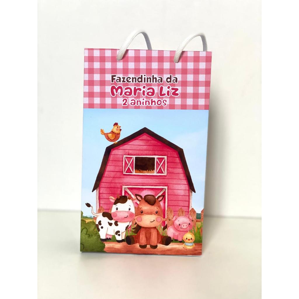 Sacolinha personalizada Fazendinha Rosa PEGUE E MONTE| Personalizados lembrancinha -sacolinha supresa- fazendinha menina
