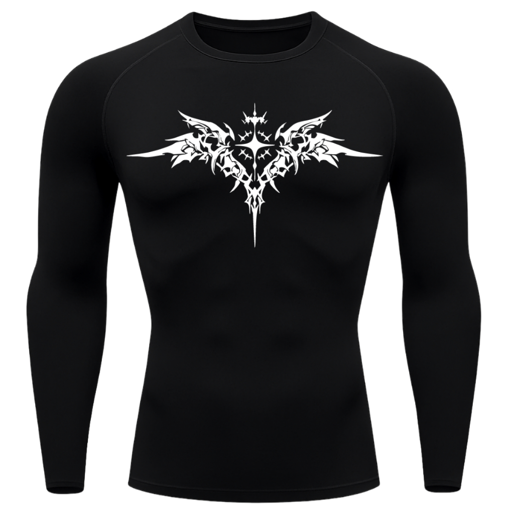 Camiseta Compressão Proteção Uv Manga Longa Cyber Tribal Asas 03 Rash Guard em Oferta na Shopee