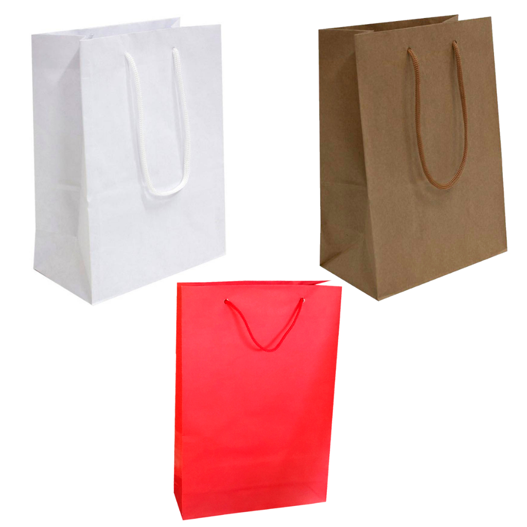 Sacolas De Papel Branca Kraft Vermelha 34x22x10cm 60-100unid Bolsa de Papel 110gramas Presentes Delivery Comércio em Oferta na Shopee