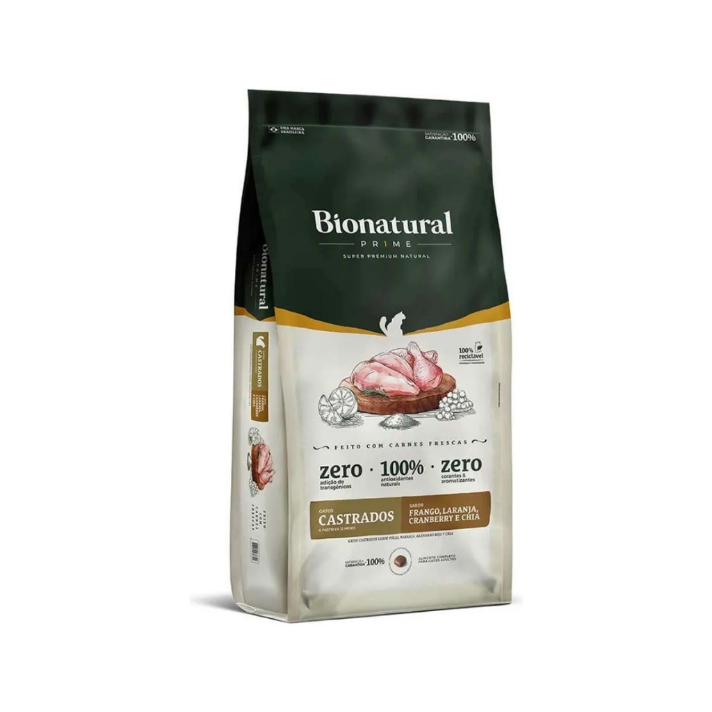 Ração Bionatural Para Gatos Castrados Sabor Frango 7,5kg em Oferta na Shopee
